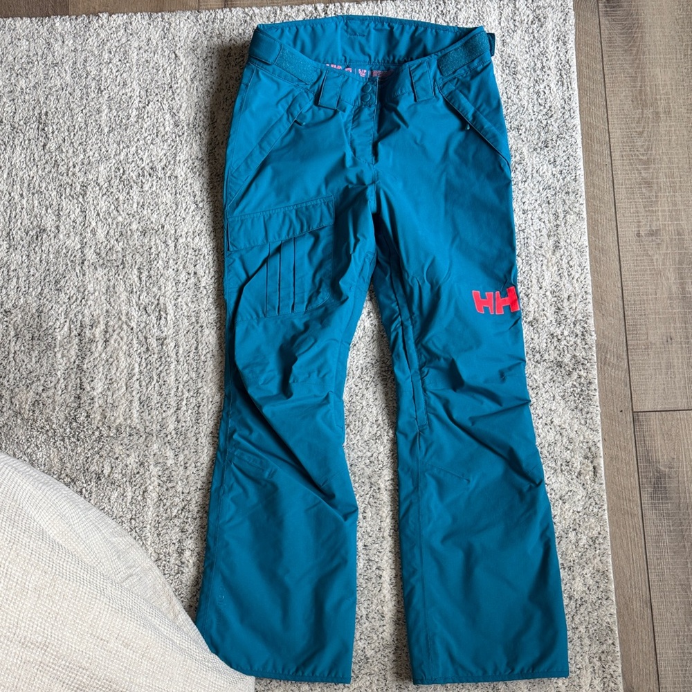 Helly Hansen Teal Ski Pants with Orange/Pink HH Accent